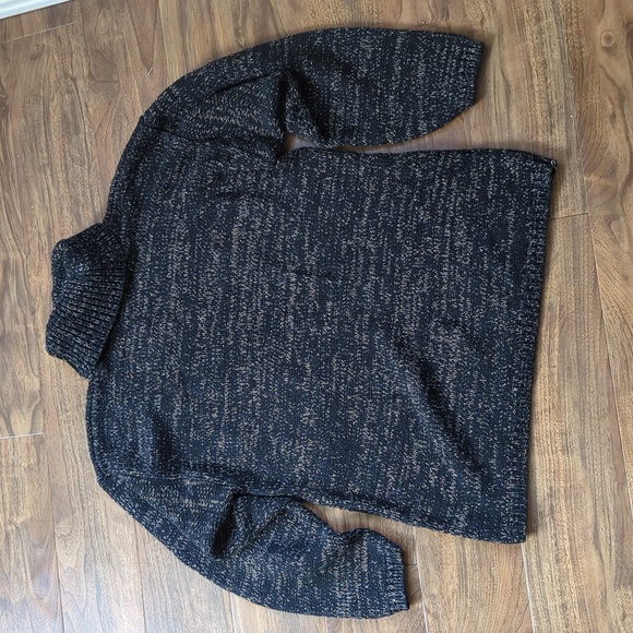 Silk/Cotton Turtleneck Black Knit Sweater - Picture 2 of 8